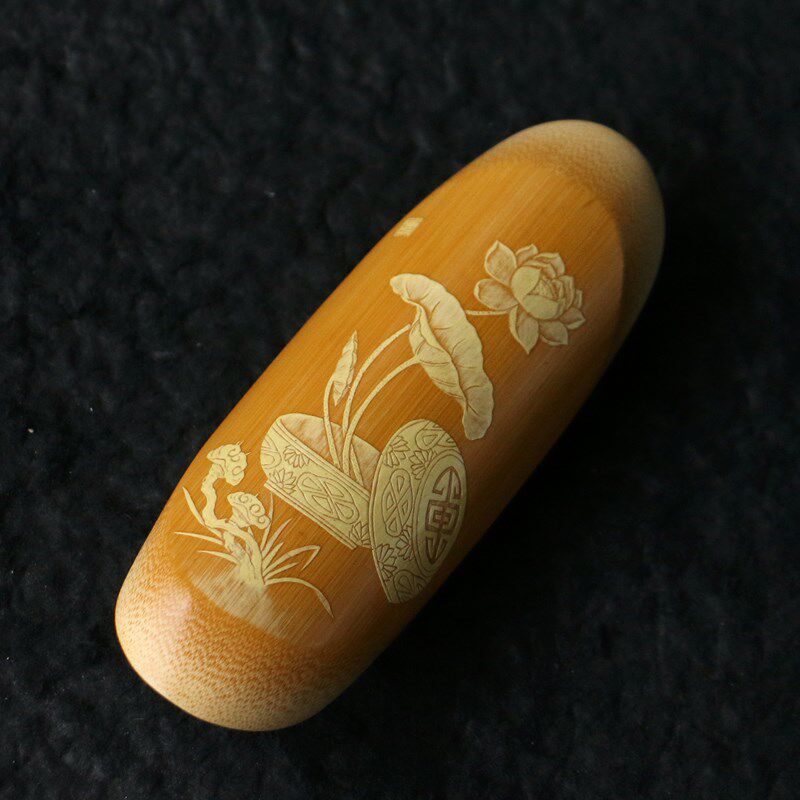 精品名家戚挺飞纯手工留青雕刻清供图玉竹小茶则竹雕竹制茶铲茶具