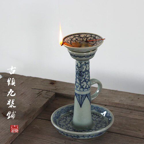 中式烛台古代老油灯盏蜡烛台复古 禅意古典艺术装饰 影视拍摄道具