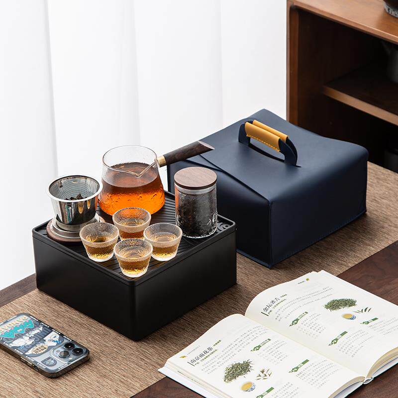 陶瓷快客杯户外一壶四杯玻璃便携式旅行功夫茶具露营小套装简约包