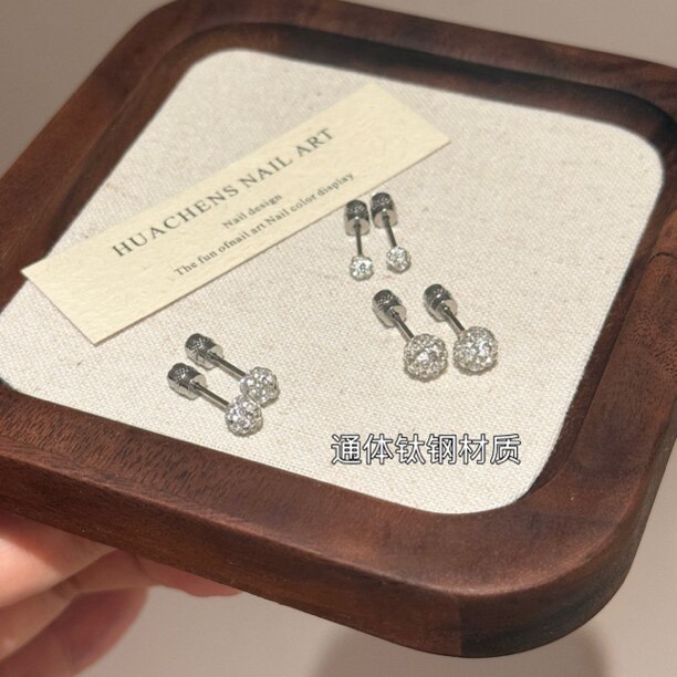 juji/橘几 钛钢耳饰 钻球耳钉女养耳洞耳骨钉钛钢小众锆石耳蜗CJ