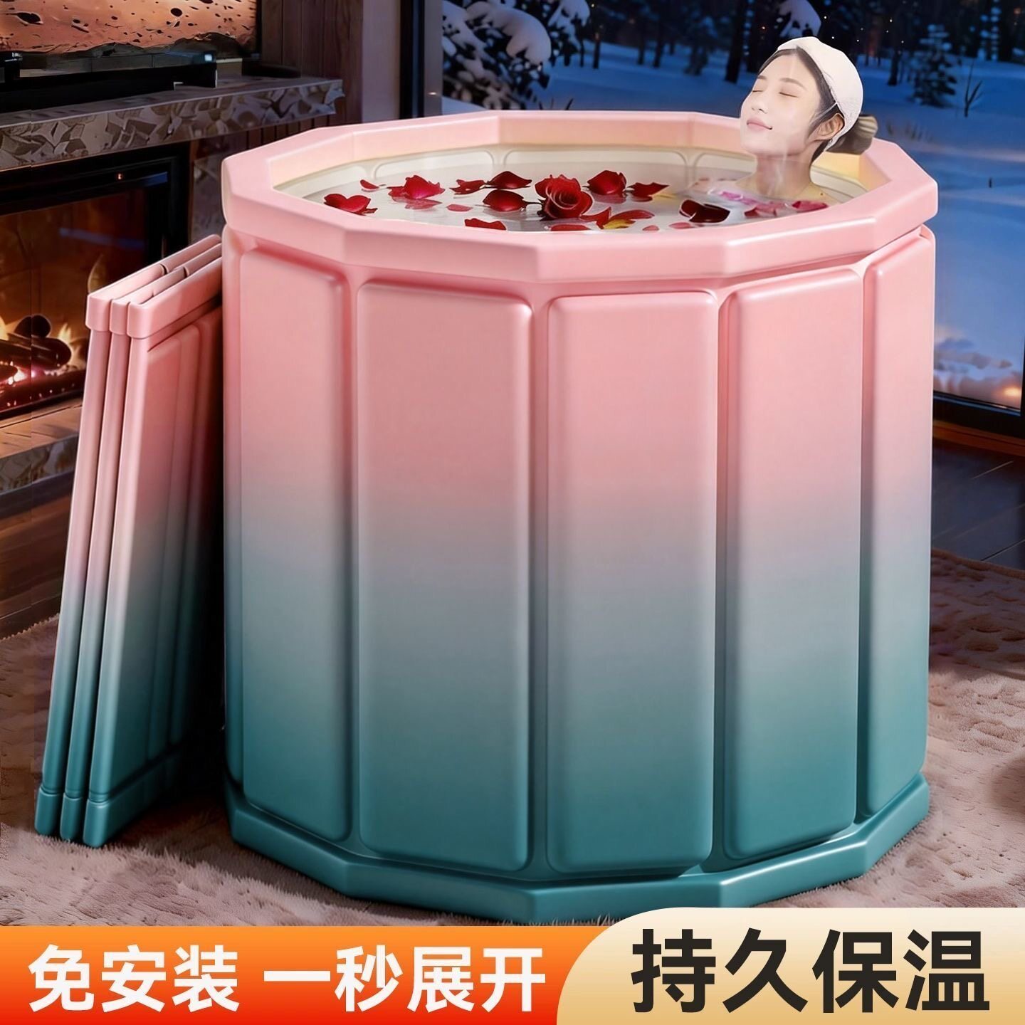 可折叠泡澡洗浴泡澡大人可折叠浴桶泡澡折叠折叠家用泡澡桶CJ
