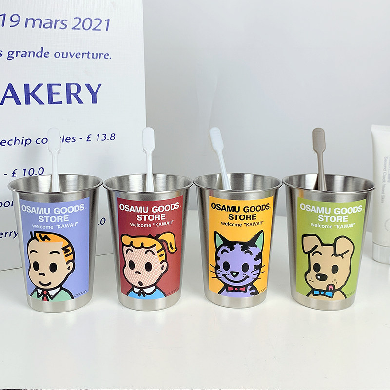 可爱漱口杯304不锈钢家用牙刷儿童高颜值宿舍洗漱情侣水杯jx