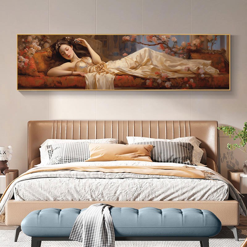 美女卧室中式装饰画床头挂画艺术背景墙性感人物酒店宾馆房间壁画