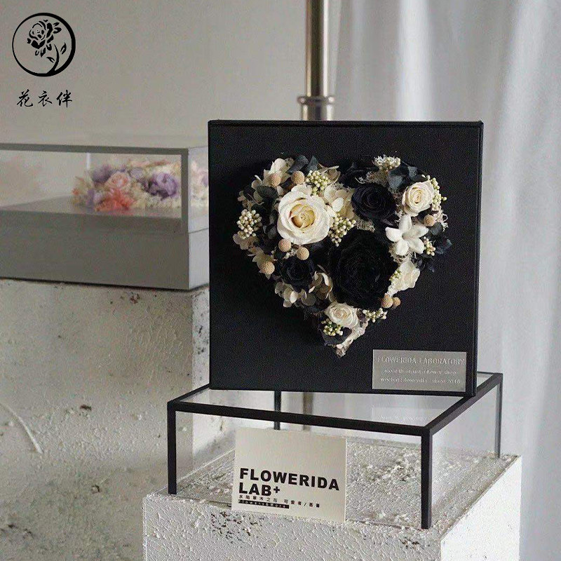 情人节玫瑰花方盒高透亚克力心形花盒花束花艺包装材料鲜花礼品盒