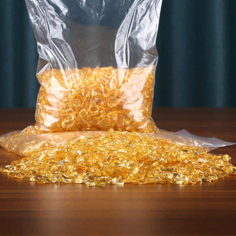 黄水晶摆件饰品聚宝盆配件花盆鱼缸铺底入户玄关装饰品摆设500g
