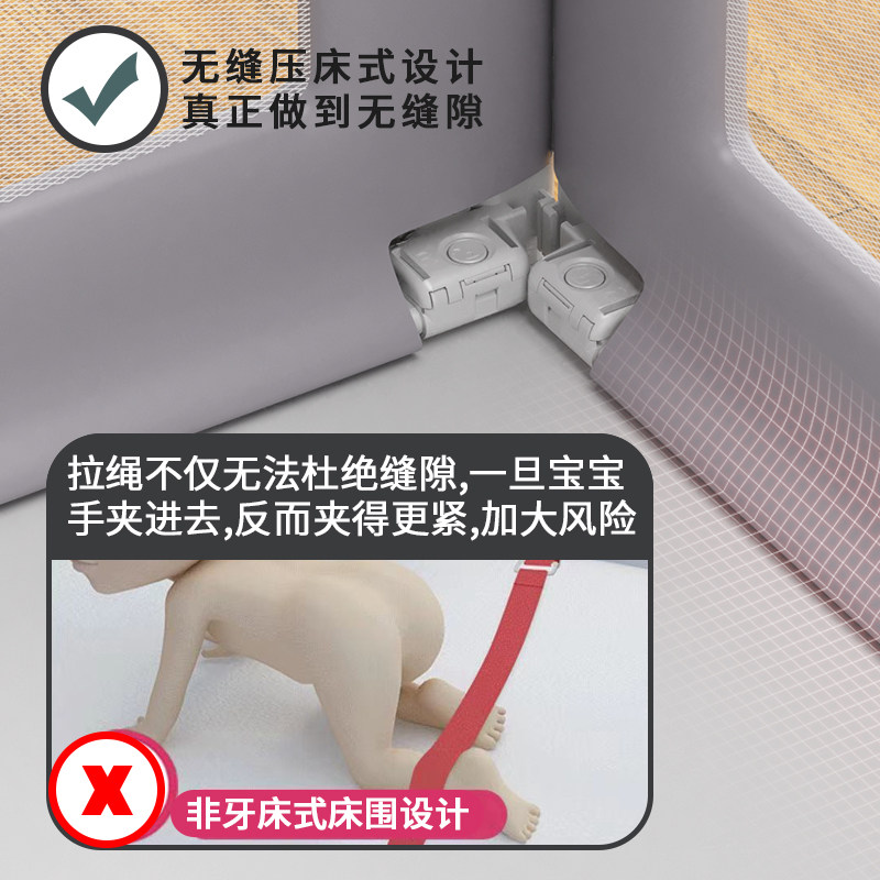 婴儿童床围栏 防摔加高床边挡板 可调节高度防护栏无缝拼接通用型