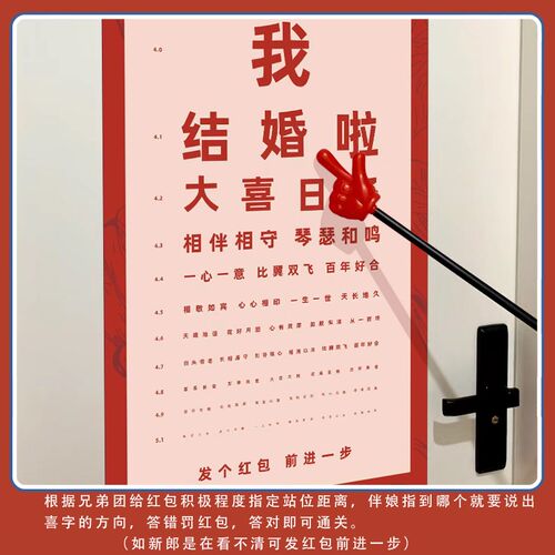 结婚堵门视力表接亲拦门游戏道具创意恶搞整蛊新郎伴郎团指挥手指