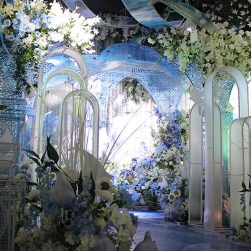 婚庆道具新款2019阳光板铁艺阳光膜装饰婚礼场景布置众星拱月路引
