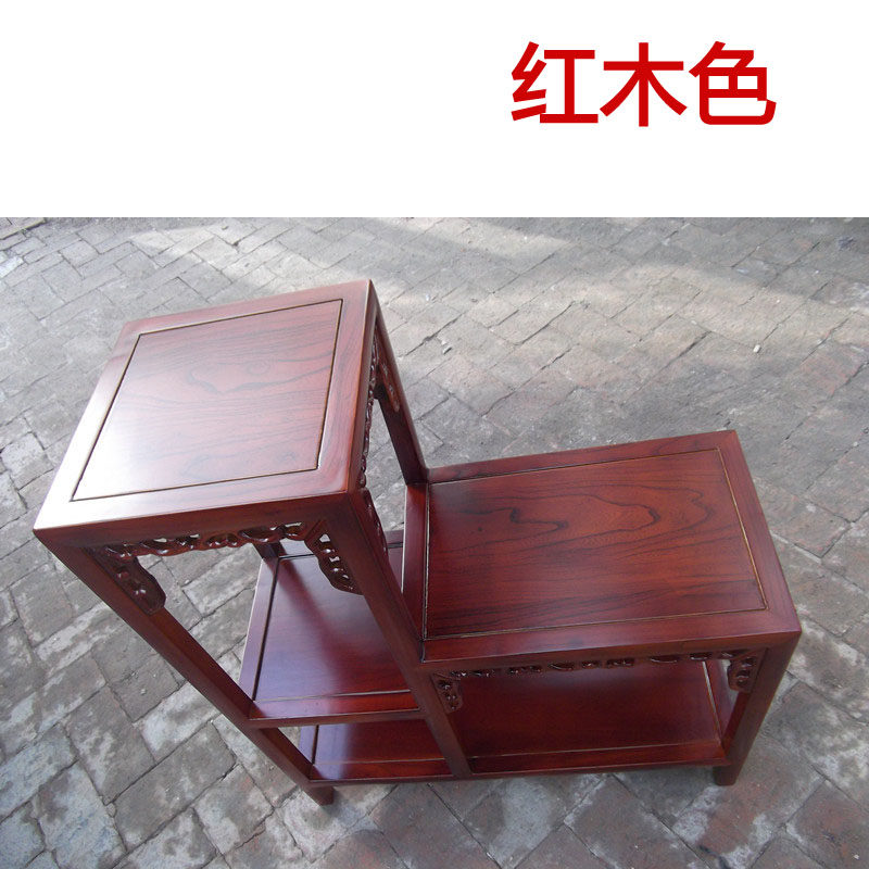 中式仿古榆木花架置物架吊篮架阳台客厅办公室多层盆景架实木包邮