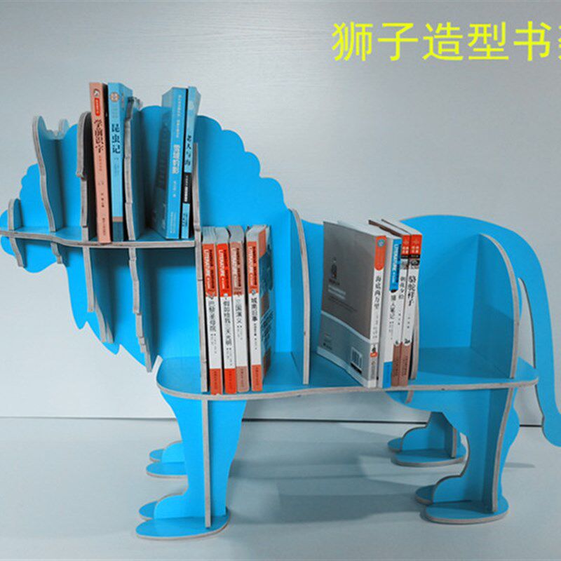 原木门厅摆件道具创意落地置物架狮子造型装饰架橱窗玄关动物展架