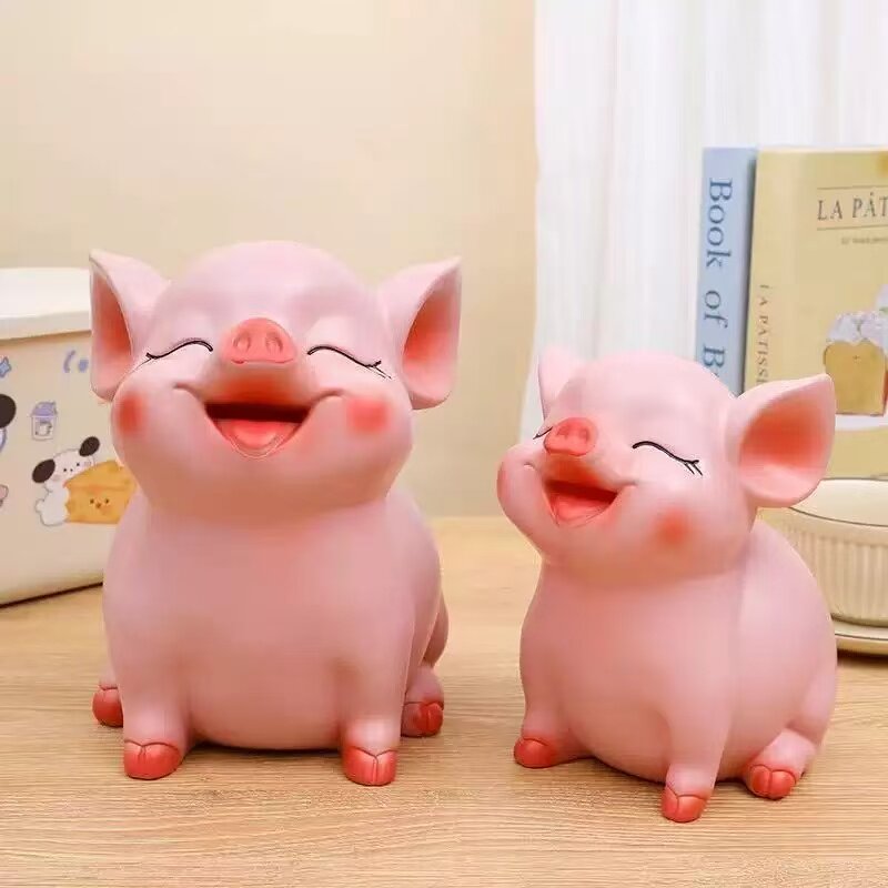 卡通可爱小猪存钱罐儿童储钱罐创意摆件生日礼物w
