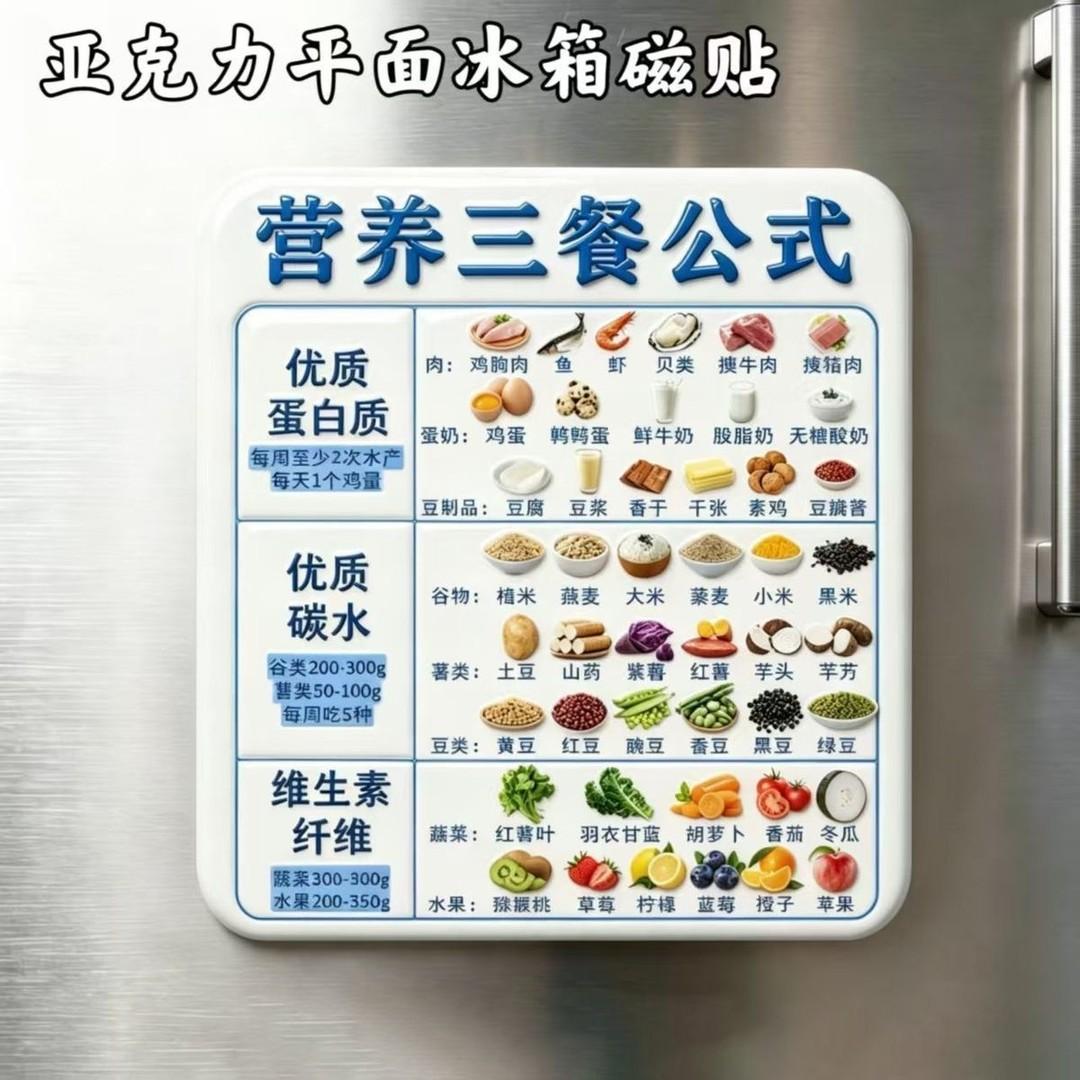 【营养三餐】亚克力磁吸冰箱贴健康营养均衡饮食家用厨房好物w