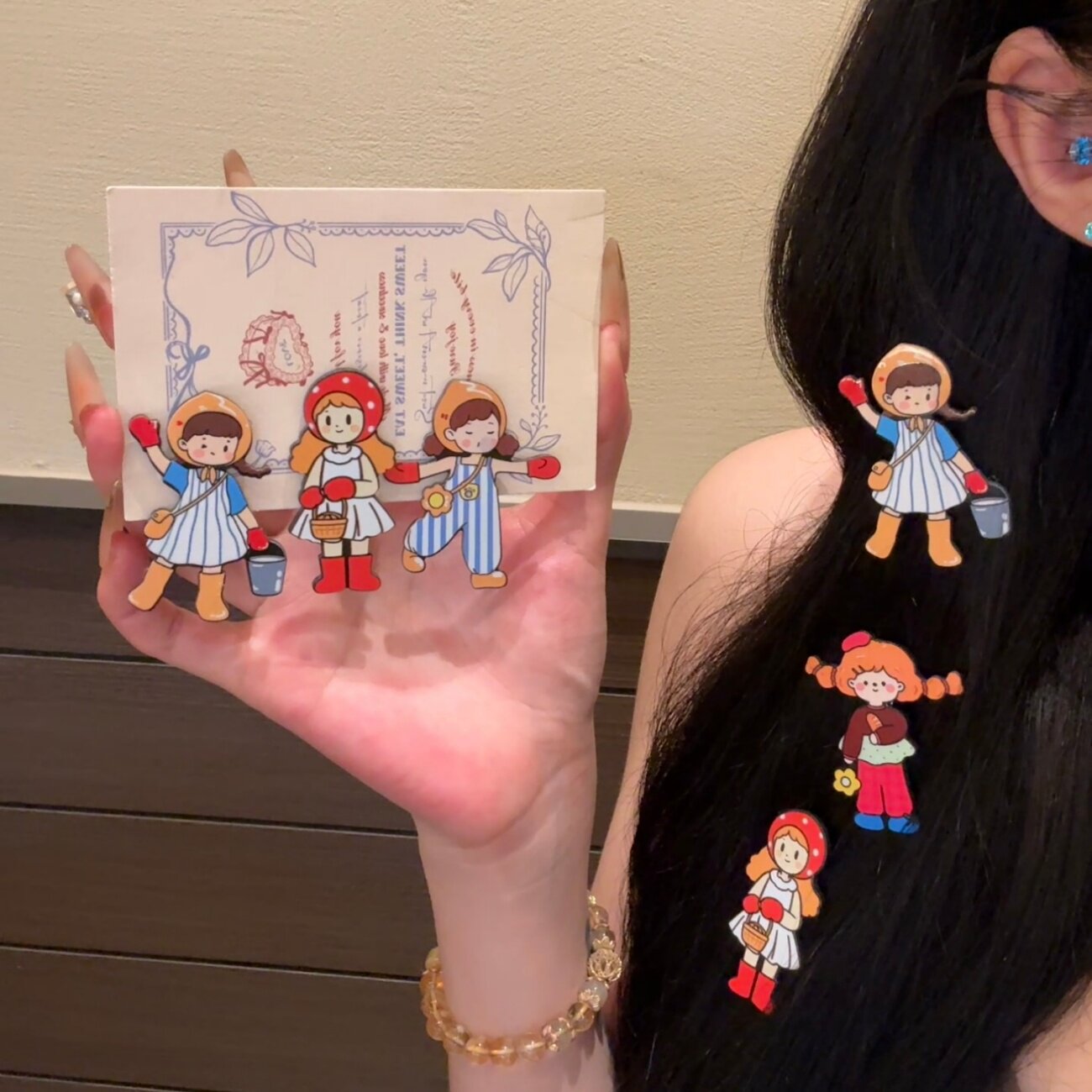 日系可爱田园风小女孩发夹卡通