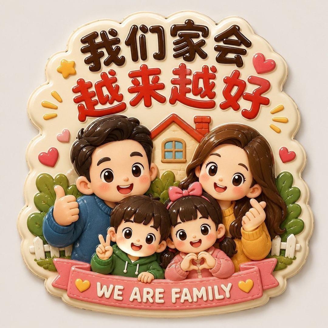 温馨一家人冰箱贴创意纪念品个性装饰磁吸文创用品平面亚克力w