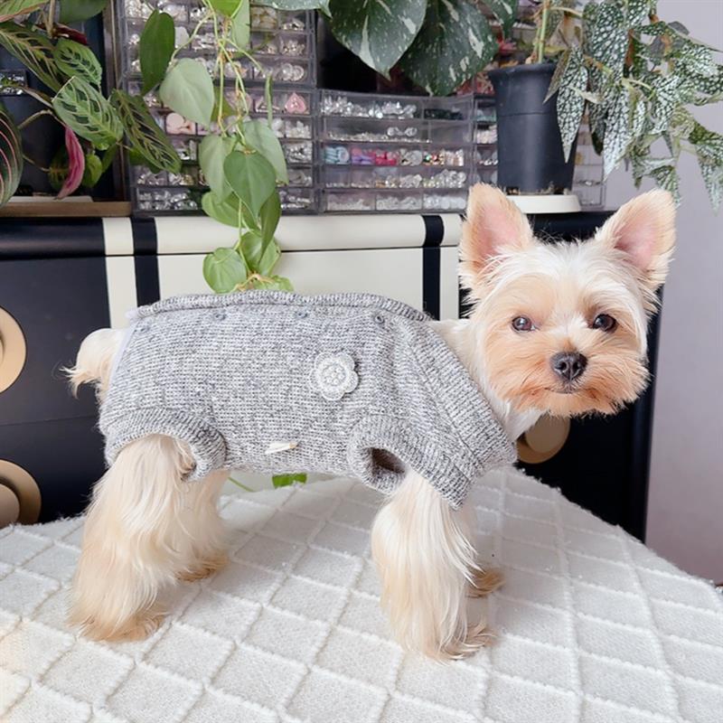 安班狗狗秋冬中厚包肚马甲泰迪比熊博美猫咪犬保暖毛衣背心双排扣