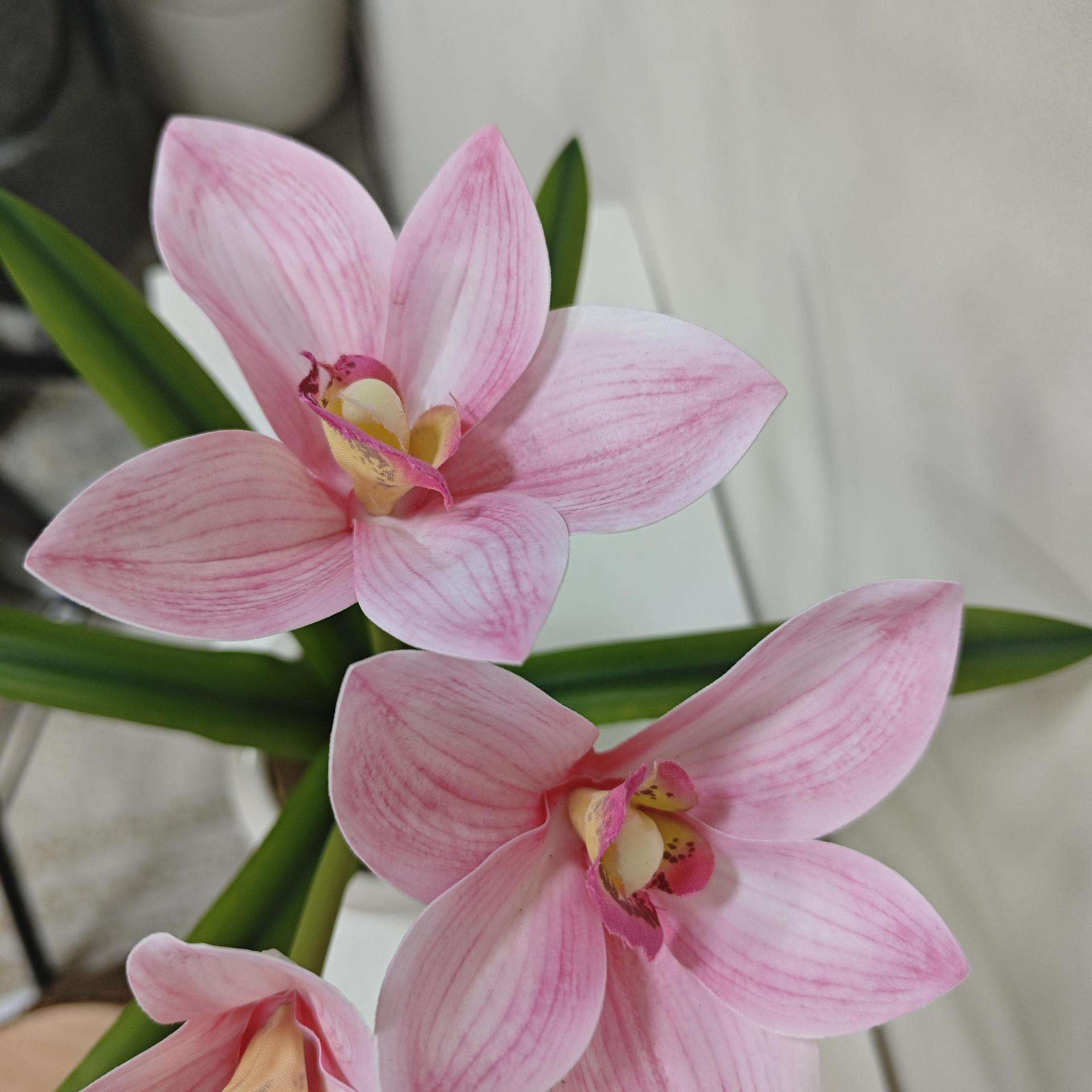 6叶蕙兰花盆栽 仿真花盆栽客厅桌面装饰摆件家居玄关造景仿生植物