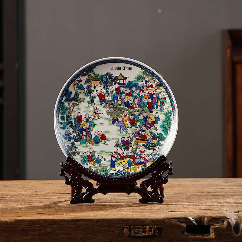 陶瓷花卉花纹装饰挂盘圆形装饰画 盘子墙画 照片盘子壁挂盘