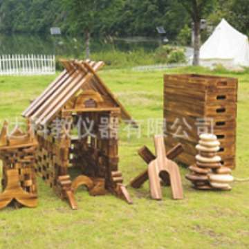 幼儿园户外收纳综合推车碳化积木 建构区碳化积木 七彩色叠石鹅卵