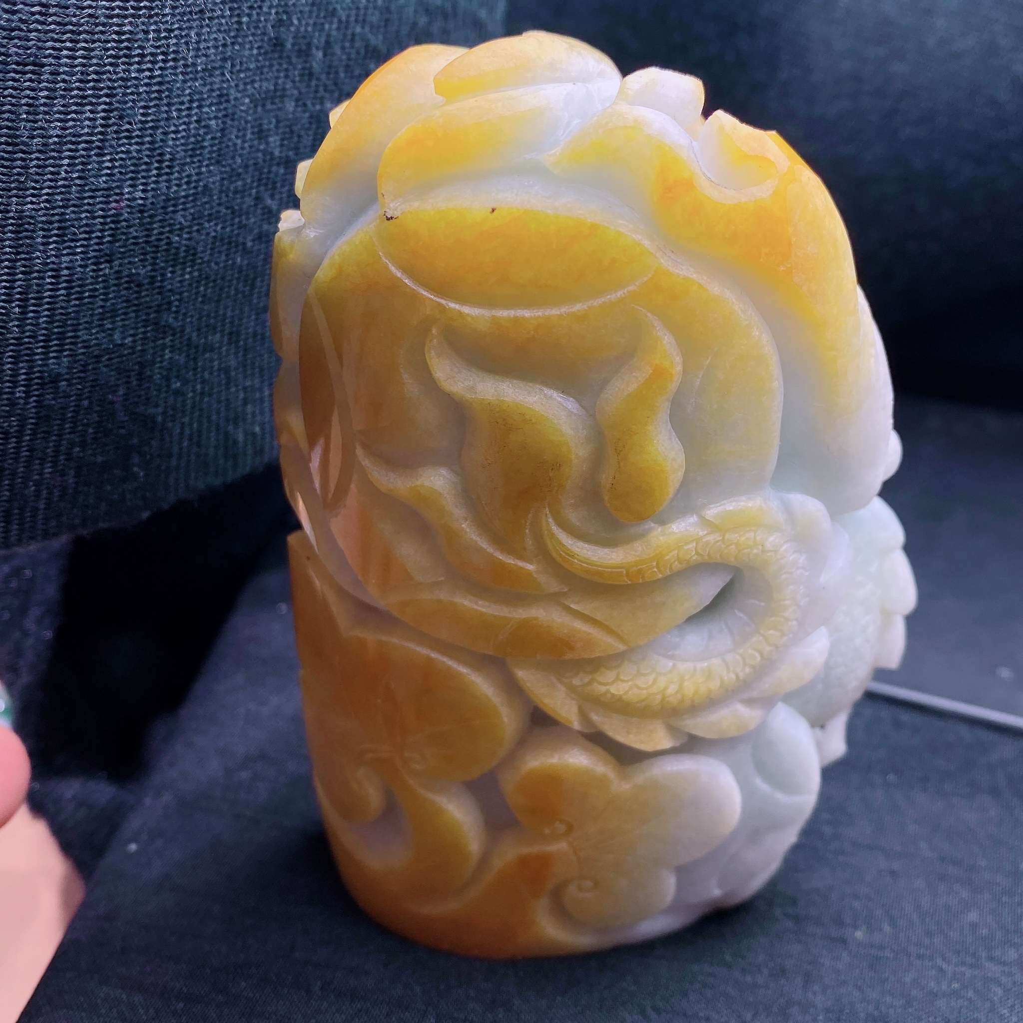 缅甸翡翠a货冰黄翡龙马精神手玩件毛货小摆件sw卡j113-75-45mm