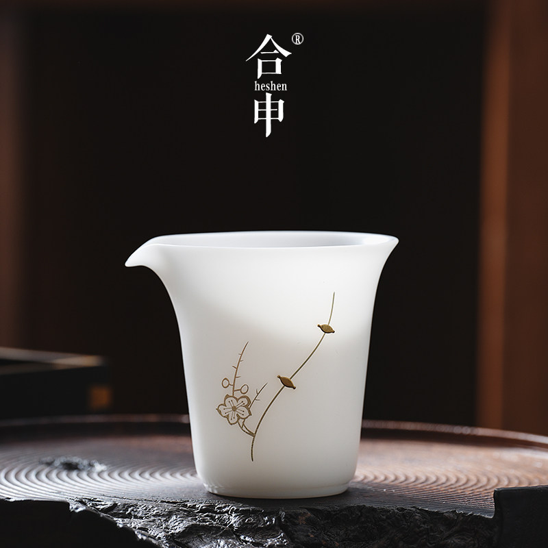羊脂玉冰种白瓷公道杯陶瓷分倒茶器功夫茶具配件家用茶海单个高档