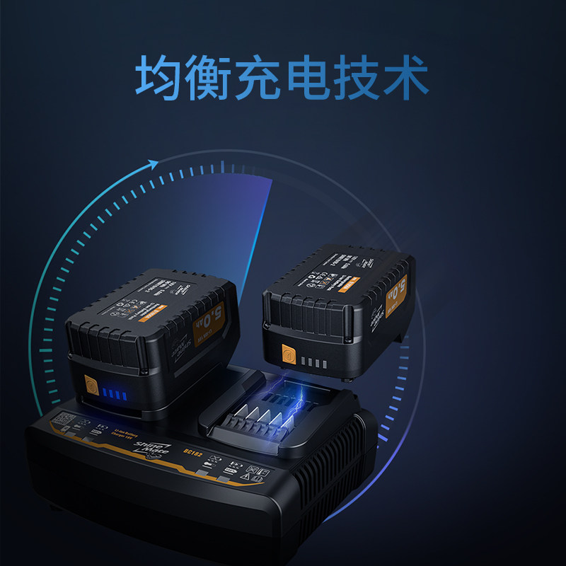 18V无线抛光机5AH锂电池组双通道快速充电器