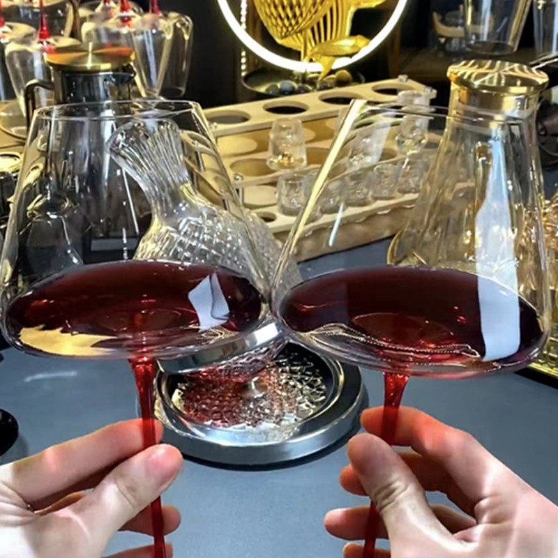 黑领结勃艮第红酒杯网红水晶大肚葡萄酒杯欧式红杆高脚杯创意香槟