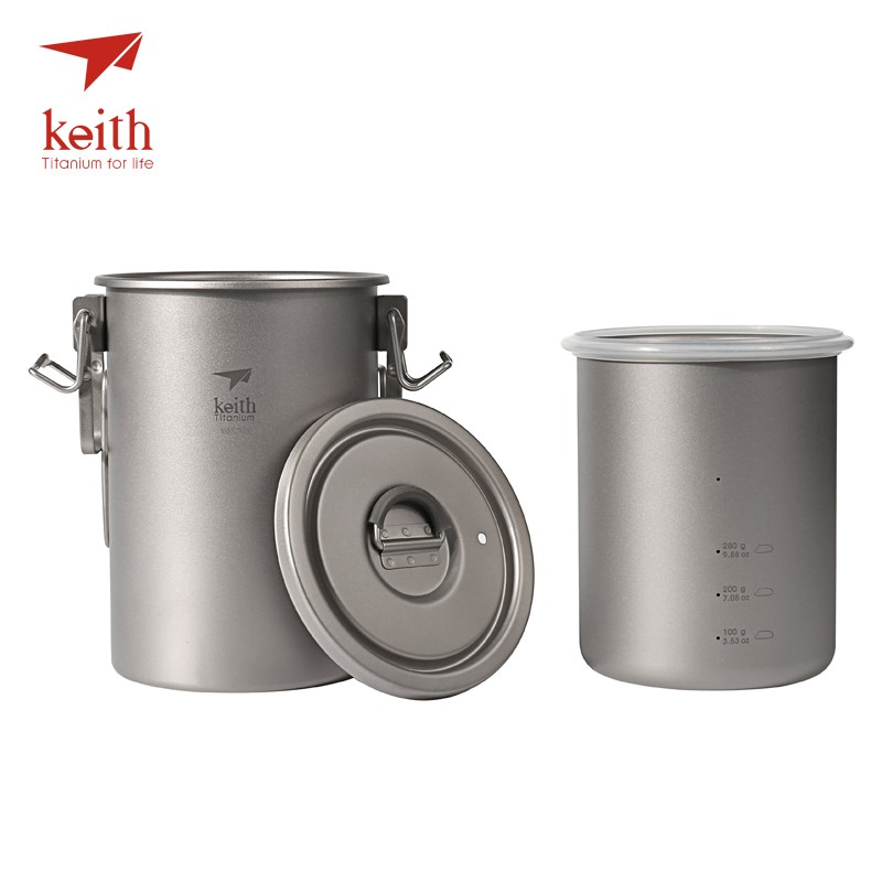 Keith铠斯钛煮饭器 不糊锅蒸饭器 钛锅 钛煲多功能野营饭锅钛锅