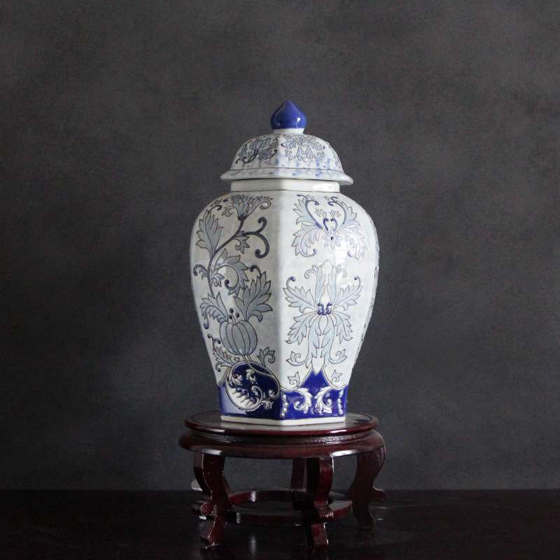 陶瓷器花瓶中式青花瓷储物罐瓷瓶客厅博古架装饰摆件