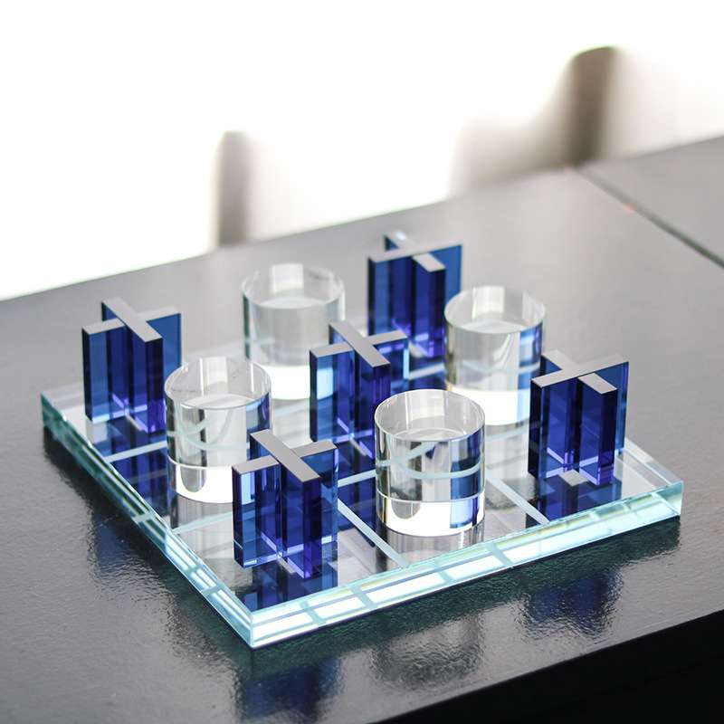轻奢样板间售楼处水晶棋盘摆件别墅办公室书房桌面艺术托盘装饰品