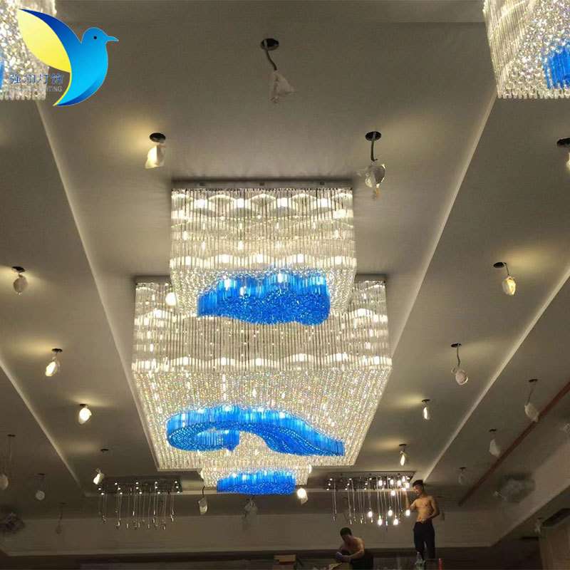 宴会厅酒店KTV布置空中吊饰中庭装饰LED艺术吊灯酒店水晶吸顶灯