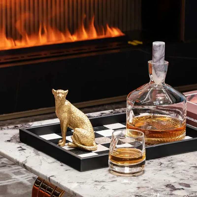 简约现代金豹托盘搭配软装搭配装样板间售楼处软装饰品摆件