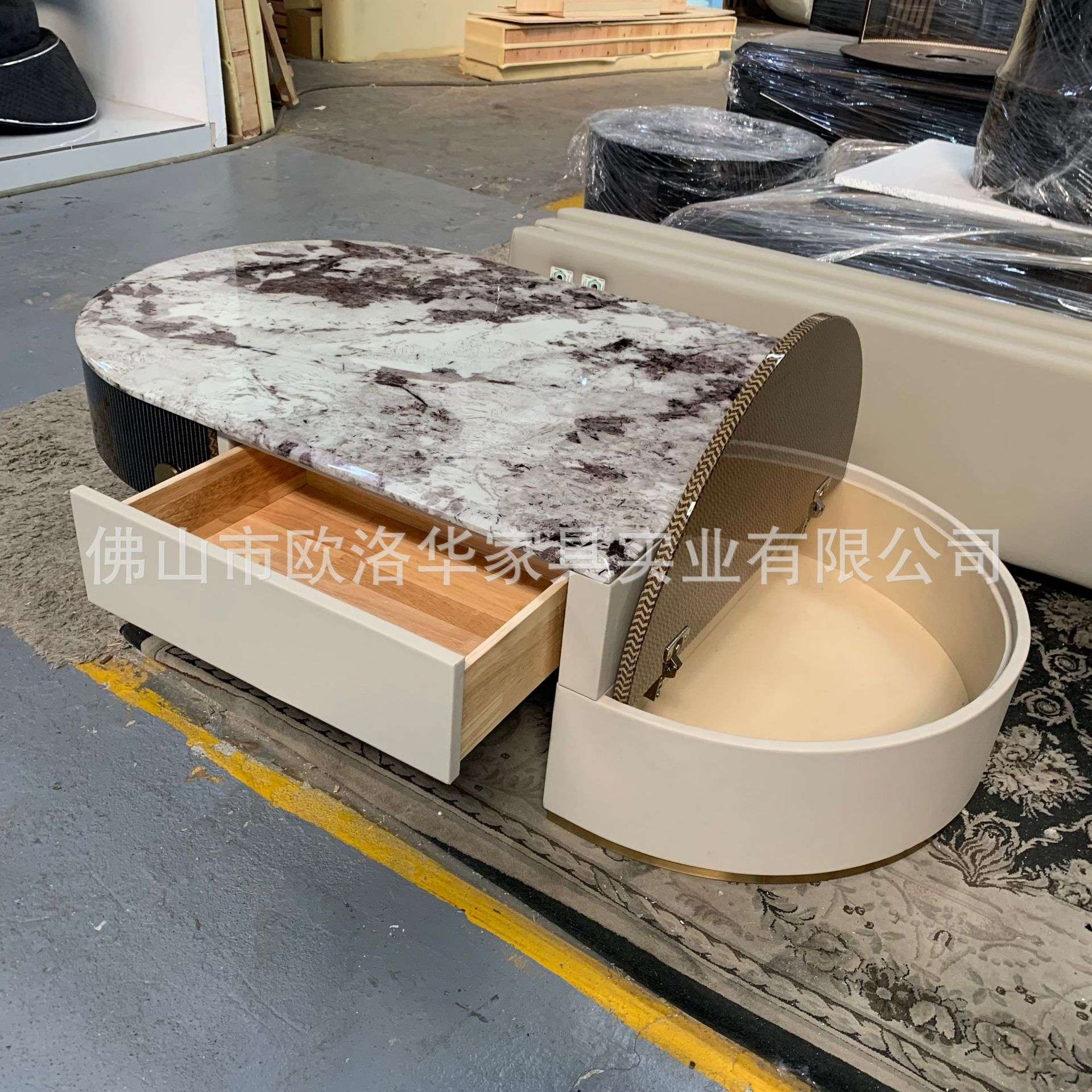 大理石茶几电视柜组合现代简约客厅家用小户型轻奢大小圆形茶几桌