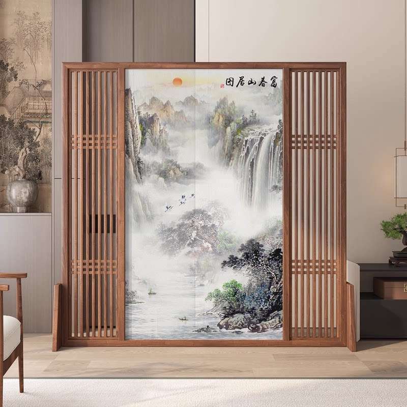 新中式屏风隔断客厅卧室遮挡家用现代简约入户玄关禅意办公室座屏