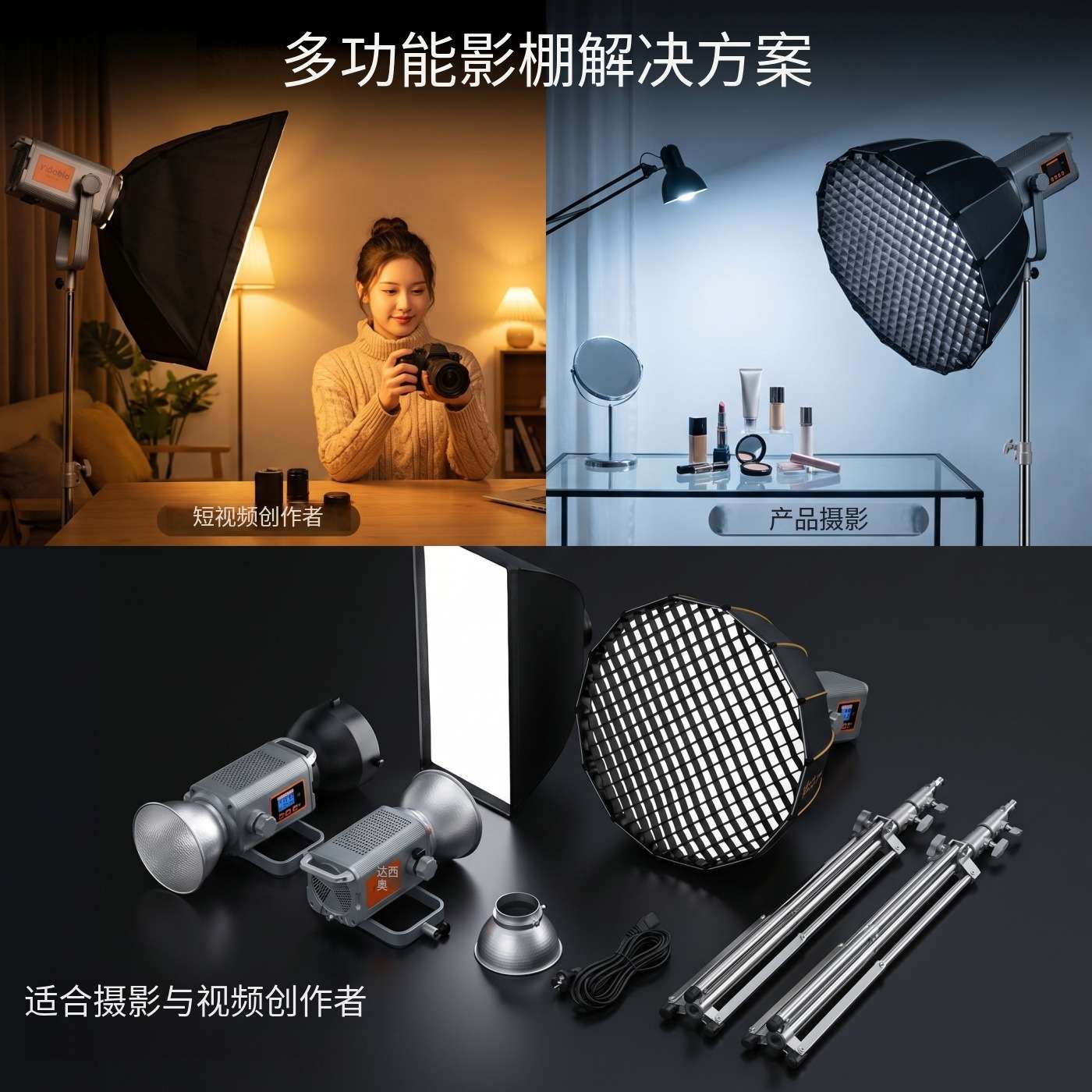 家用300瓦手机拍摄室内专用led补光灯直播照明卧室网红灯跨境灯具