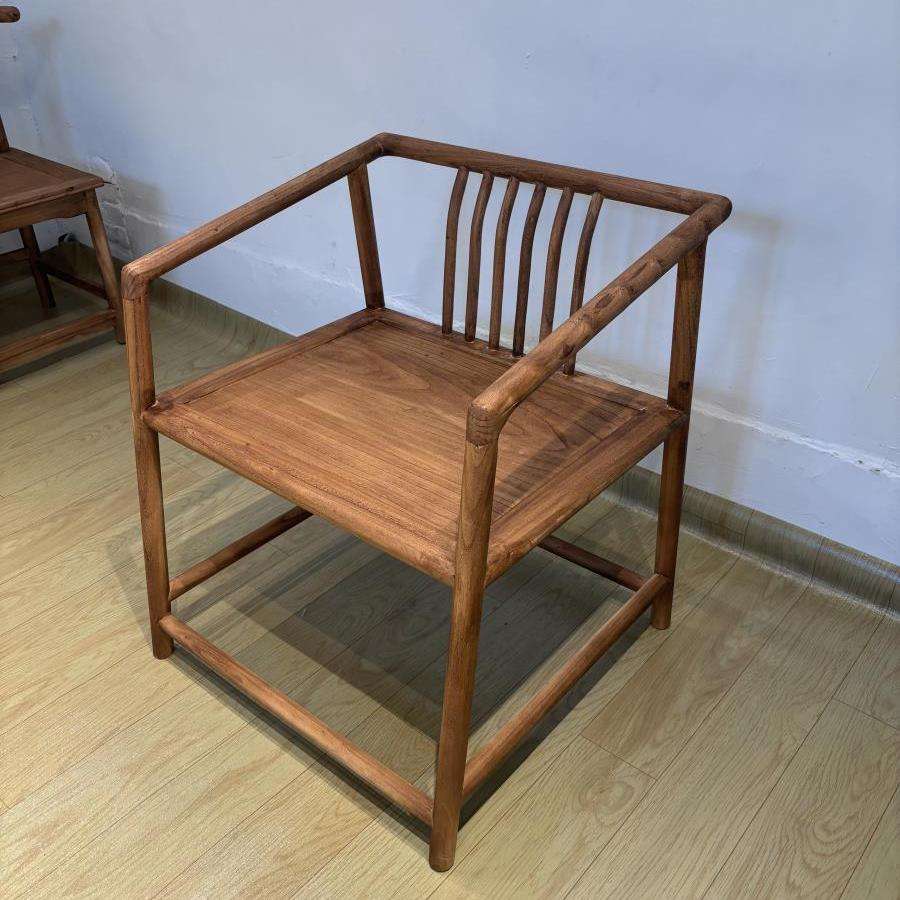 老榆木椅子靠背椅中式椅子圈椅茶桌主椅中古风实木椅子办公餐桌椅