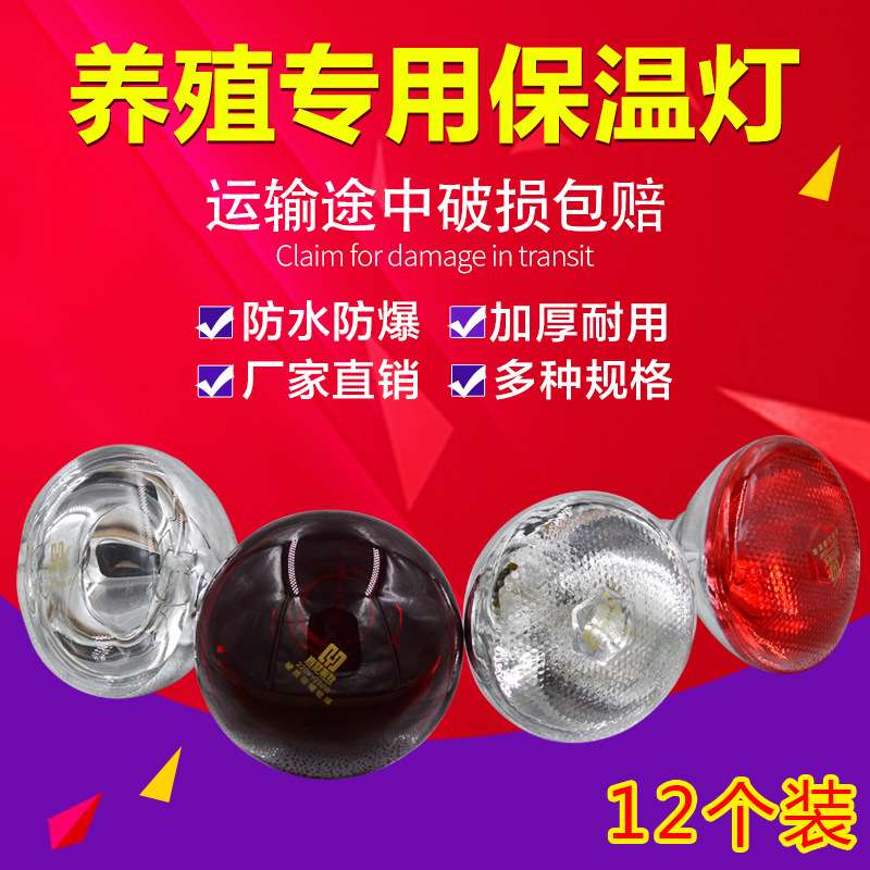 猪场保温灯小鸡保暖养殖场专用仔猪烤灯发热养鸡加热育雏取暖灯泡