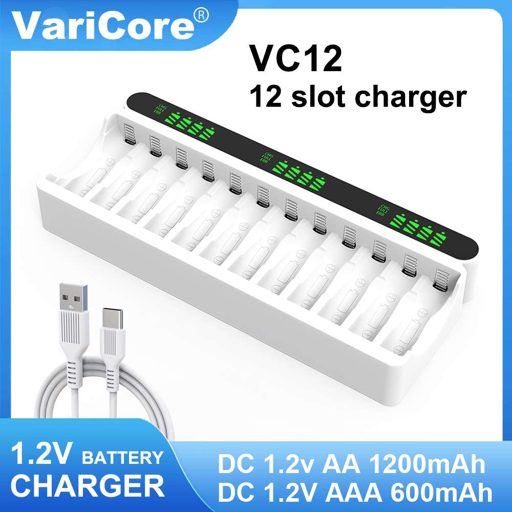 VariCore  1.2V 5号 7号 AA AAA 镍氢电池12槽充电器液晶智能快充