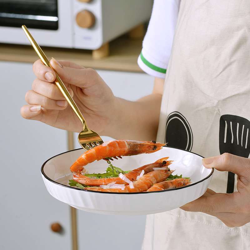 家用吃饭碗碟陶瓷餐具套装北欧简约黑水晶碗盘勺筷子陶瓷碗碟盘组