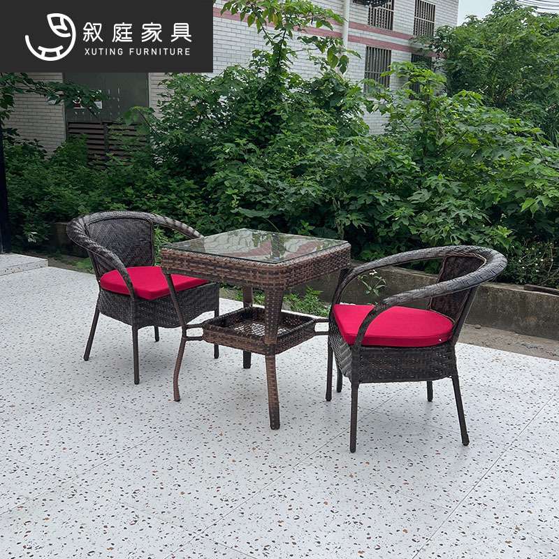 户外桌椅庭院阳台休闲藤椅三件套露台室内外藤椅藤编椅子茶几组合