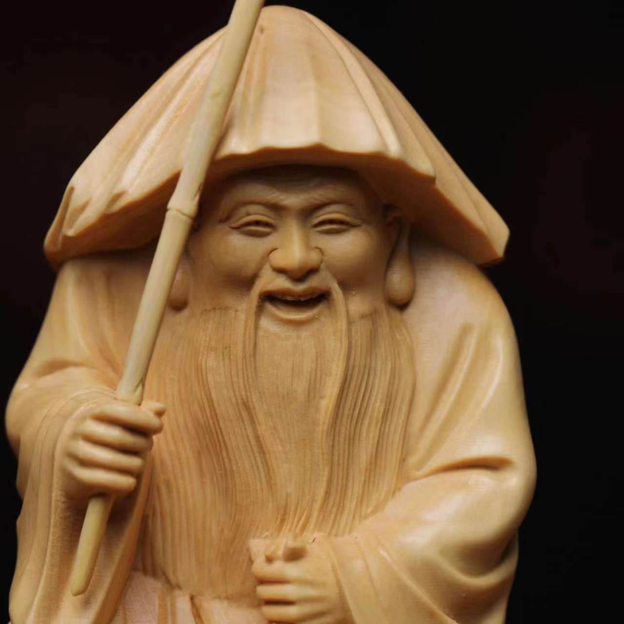 渔翁小叶黄杨木雕实木文玩木质工艺品禅意雕刻根雕手把件禅意风