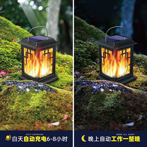 太阳能庭院灯户外28LED火焰灯笼镂空灯防水壁灯地插草坪投光射灯