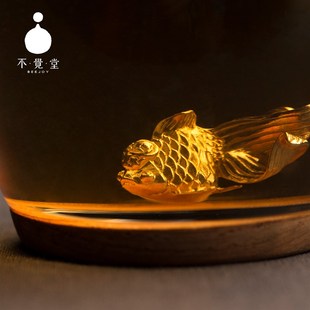 不觉堂创意墨者公杯凝鱼莲花公道杯分茶器手工高硼硅玻璃银饰茶具