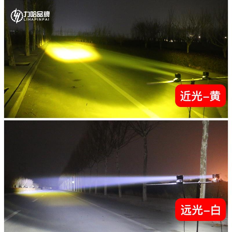 汽车N7射灯外置通用小钢炮远光小激光防水双色LED透镜中网雾灯