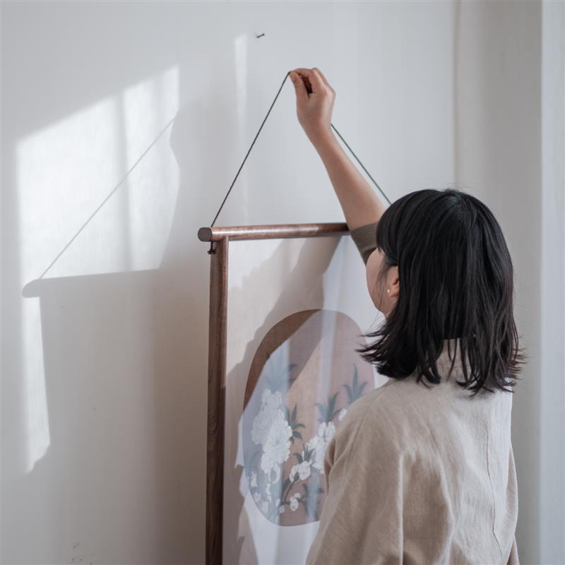 实木框挂画禅意茶室装饰画客厅阳台玄关新中式黑胡桃木书房画框