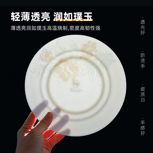 10只装欧式骨瓷平盘碟子西餐牛排餐盘家用北欧盘子轻奢陶瓷浅盘子