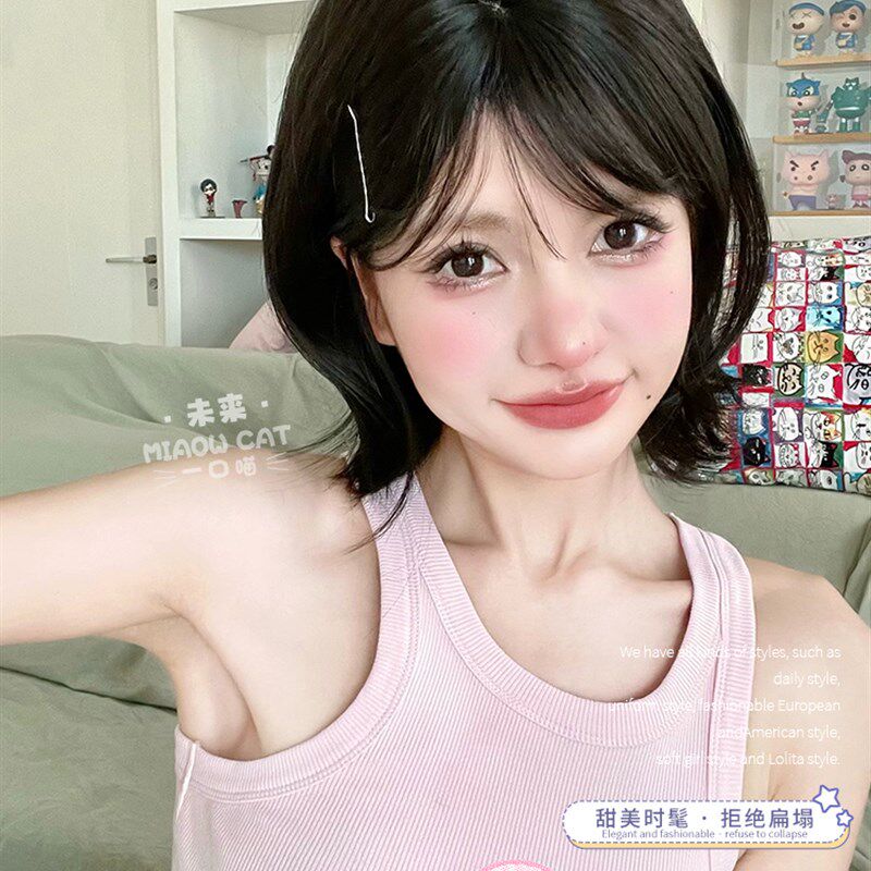 一口喵假发女日常网红短发波波头lolita夏季新款自然jk全头套假发