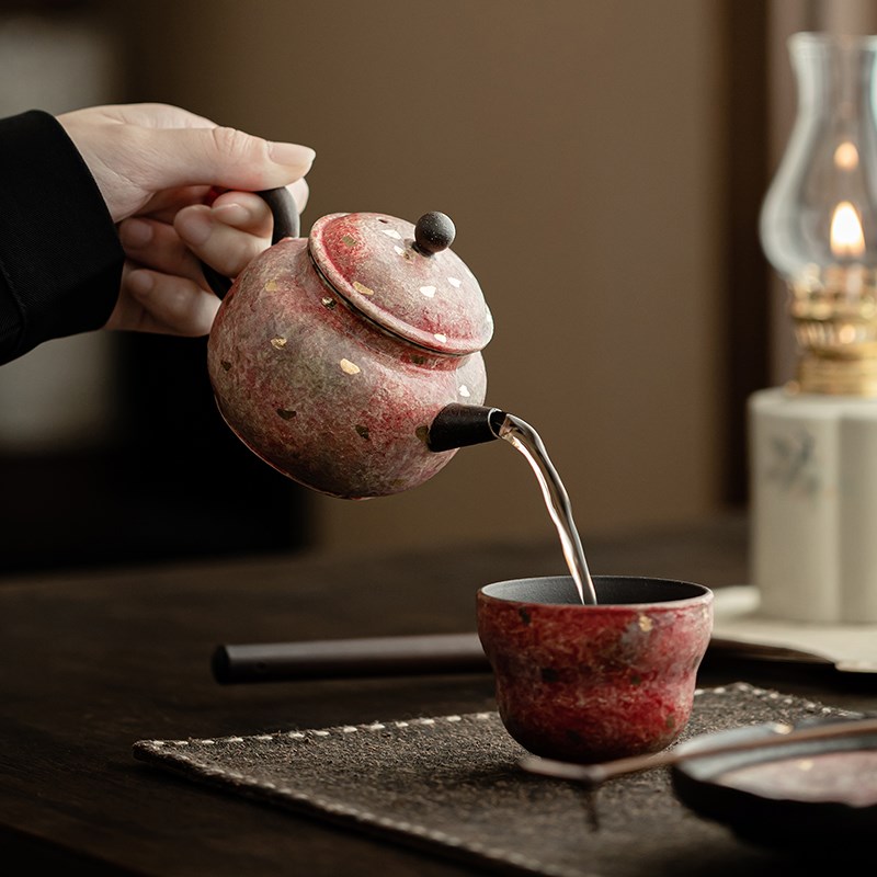 蕴华堂 岩矿复古粗陶茶壶功夫茶具防烫正把壶家用办公高档泡茶壶