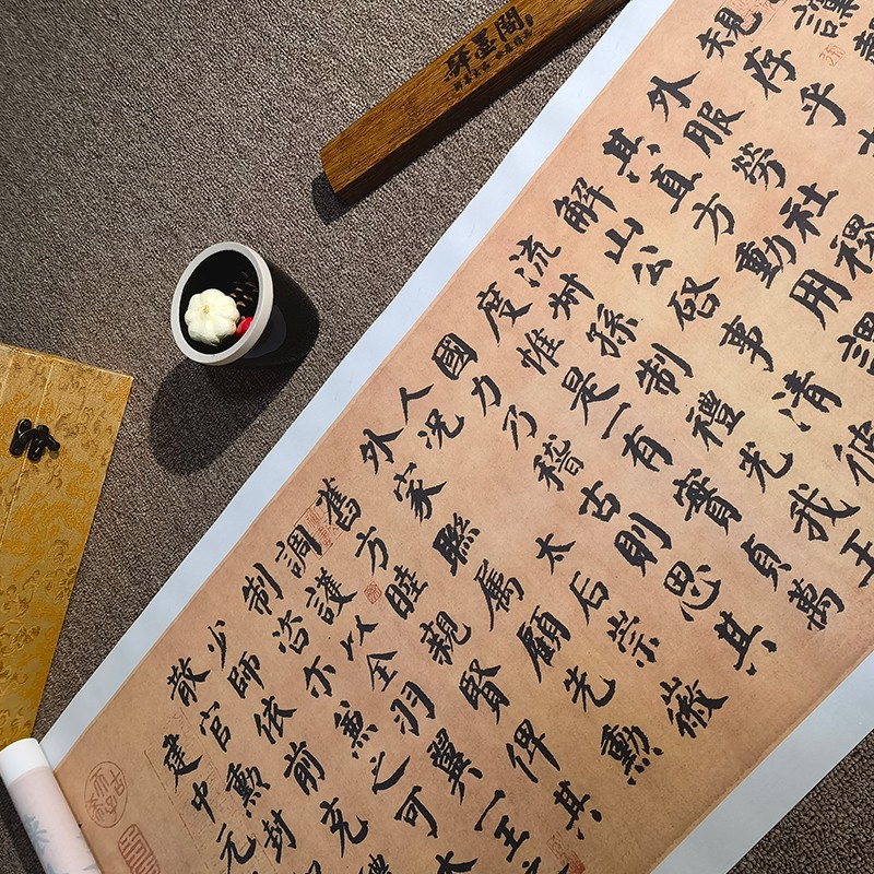 唐颜真卿 自书告身帖 高清绢布复制艺术微喷宣纸书法名帖画心怀旧 - 实物图