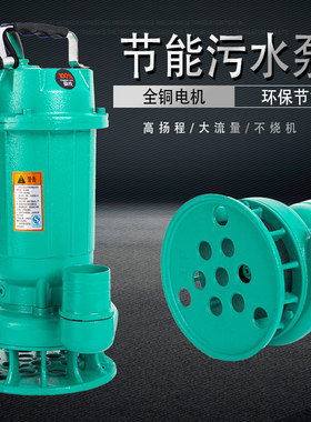 不锈钢切割式污水泵家用污水污物潜水泵380V抽泥浆水化粪池排污泵