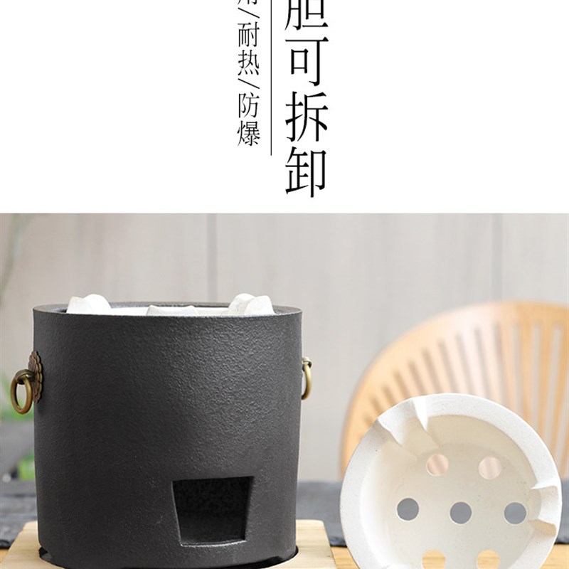 黑釉磨砂提梁茶壶耐高温碳炉煮茶器陶瓷煮水壶家用明火炭大茶炉子